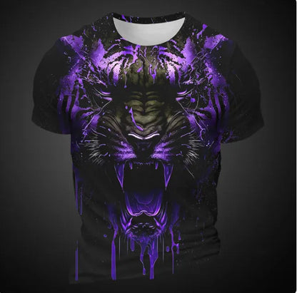 Men's 3D Tiger Pattern Short Sleeve T-shirt
