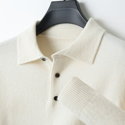 Men's Woolen Sweater Polo Collar Sweater Pullover