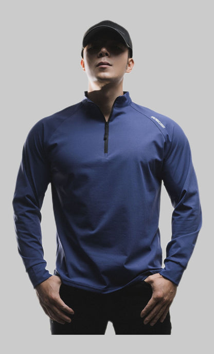 Clone Cotton Half Placketround Neck Fashion Sports Sweater Casual Long Sleeve