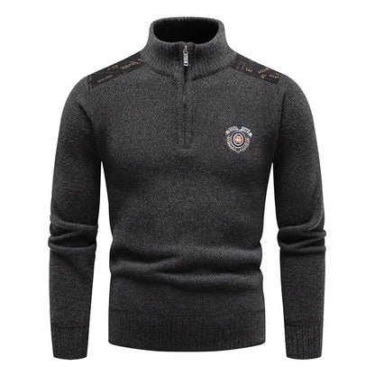 Velvet Stand Collar Thickened Men's Clothing Sweater
