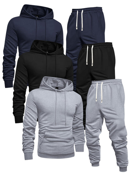 3 Sets Men's Casual Sports Hoodies Blouse And Pants