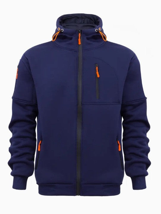 Men's Sweater Hoodie Zipper Multi-pocket Embroidery Badge