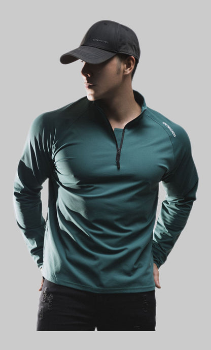 Clone Cotton Half Placketround Neck Fashion Sports Sweater Casual Long Sleeve