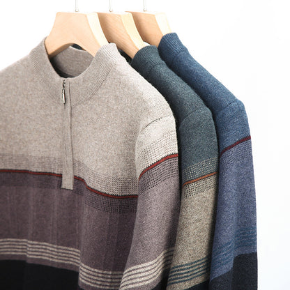 Zipper Collar Sweater Men's Thickened Long-sleeved Sweater
