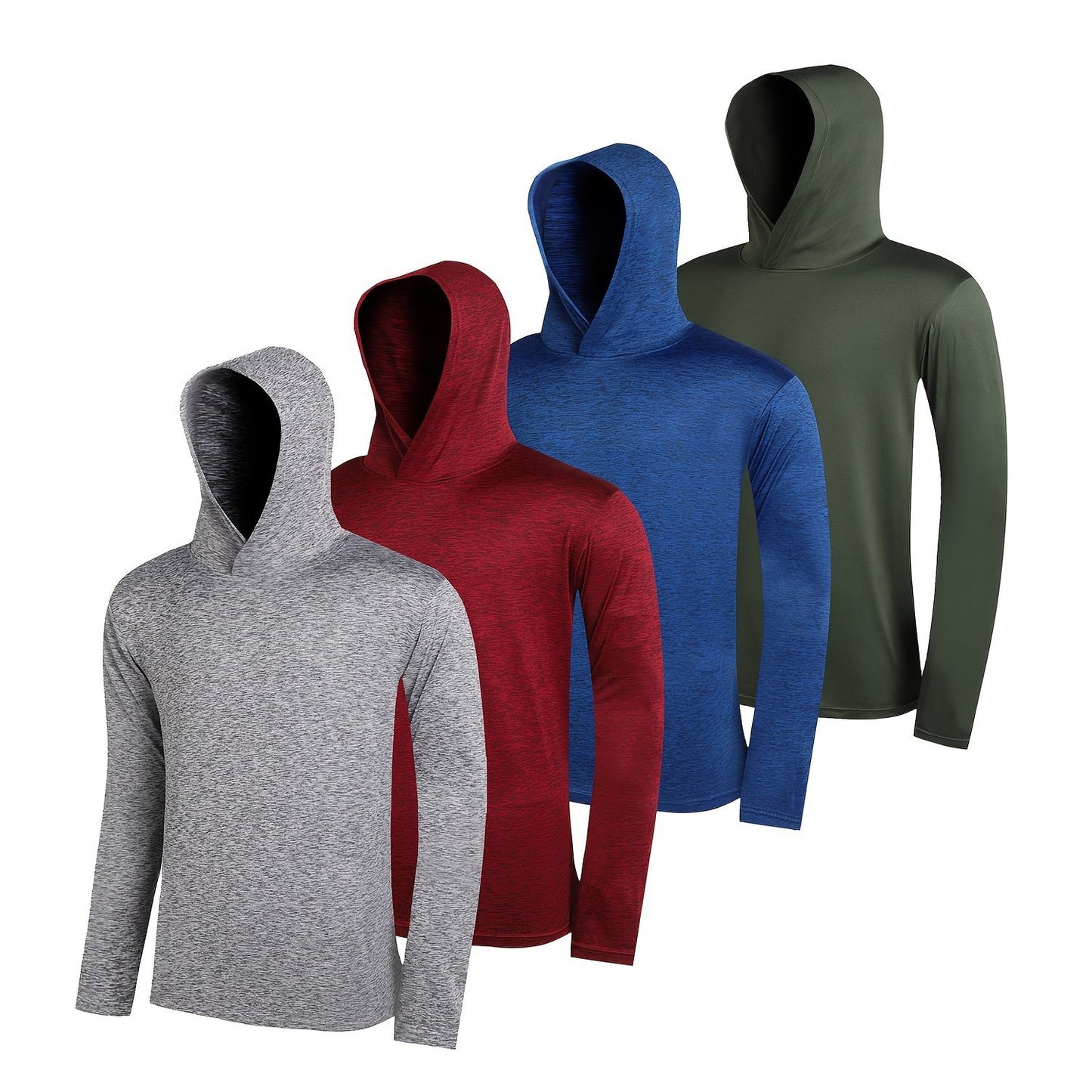 4-piece Men's Lightweight Hoodie Elastic Polyester Fiber Long