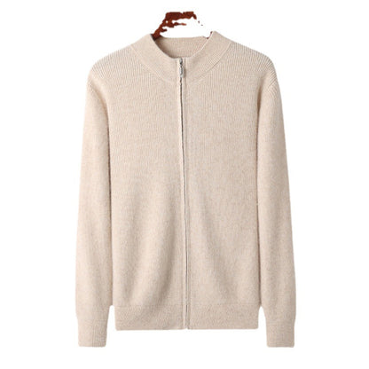 Men's Half-high Collar Loose Thick Zip Wool Knitted Sweater