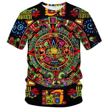 Men's Mexican Maya Realistic Pattern Short Sleeve