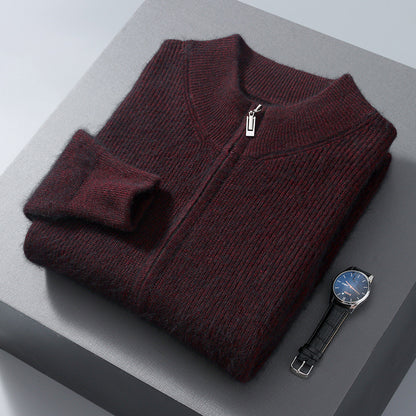 Men's Half-high Collar Loose Thick Zip Wool Knitted Sweater