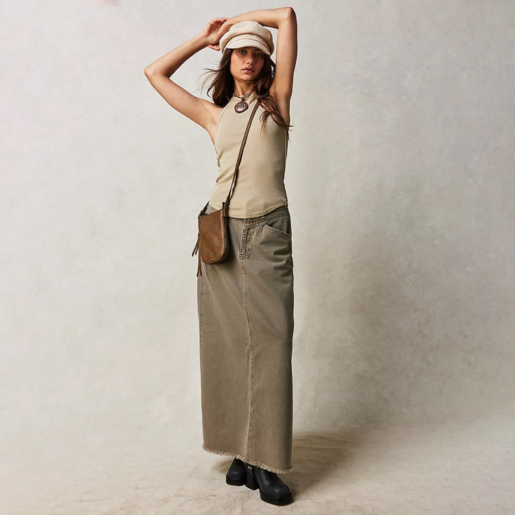 Women's Loose Straight Casual Denim Skirt