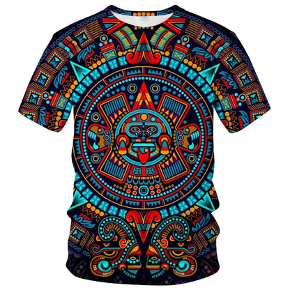 Men's Mexican Maya Realistic Pattern Short Sleeve