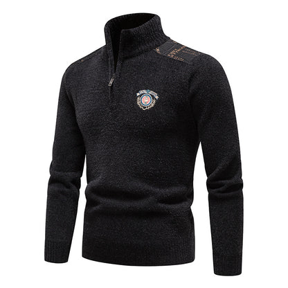 Velvet Stand Collar Thickened Men's Clothing Sweater