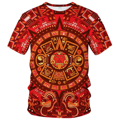 Men's Mexican Maya Realistic Pattern Short Sleeve