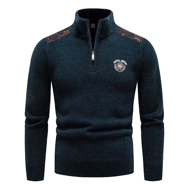 Velvet Stand Collar Thickened Men's Clothing Sweater