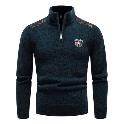 Velvet Stand Collar Thickened Men's Clothing Sweater