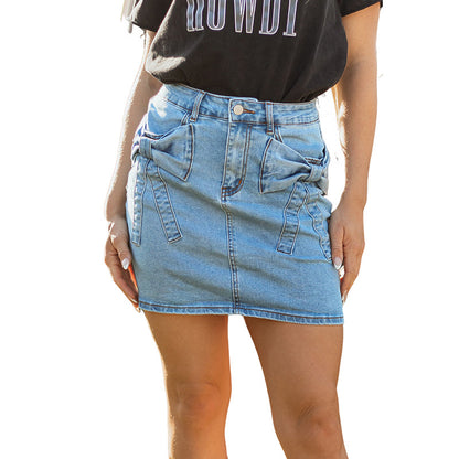 Personalized Trendy High Waist Denim Skirt