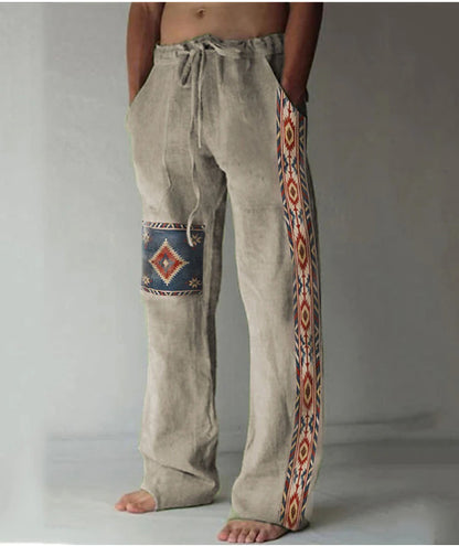 Men's Linen Printed Loose Casual Pants