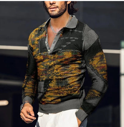 Fashion New Men's 3D Printed Long-sleeved Top