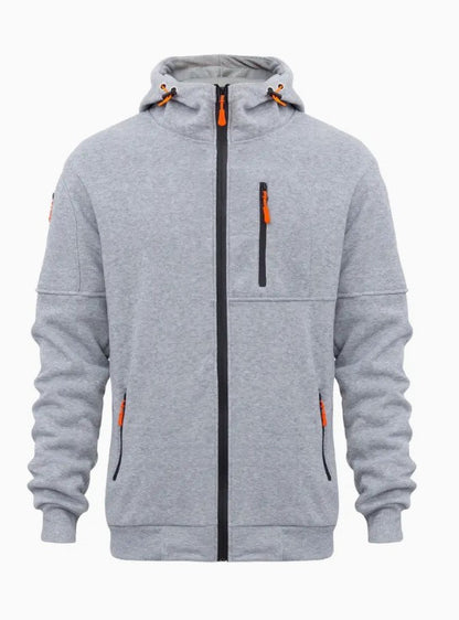 Men's Sweater Hoodie Zipper Multi-pocket Embroidery Badge
