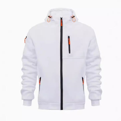 Men's Sweater Hoodie Zipper Multi-pocket Embroidery Badge
