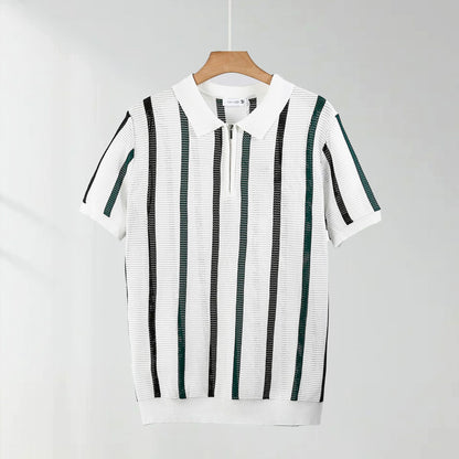 Hollow Mesh Short-sleeved Knitting Polo Shirt