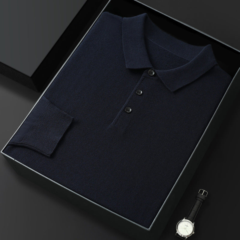 Spring And Autumn New Fashion Casual Polo Collar Long-sleeved Sweater Men