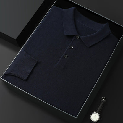 Spring And Autumn New Fashion Casual Polo Collar Long-sleeved Sweater Men