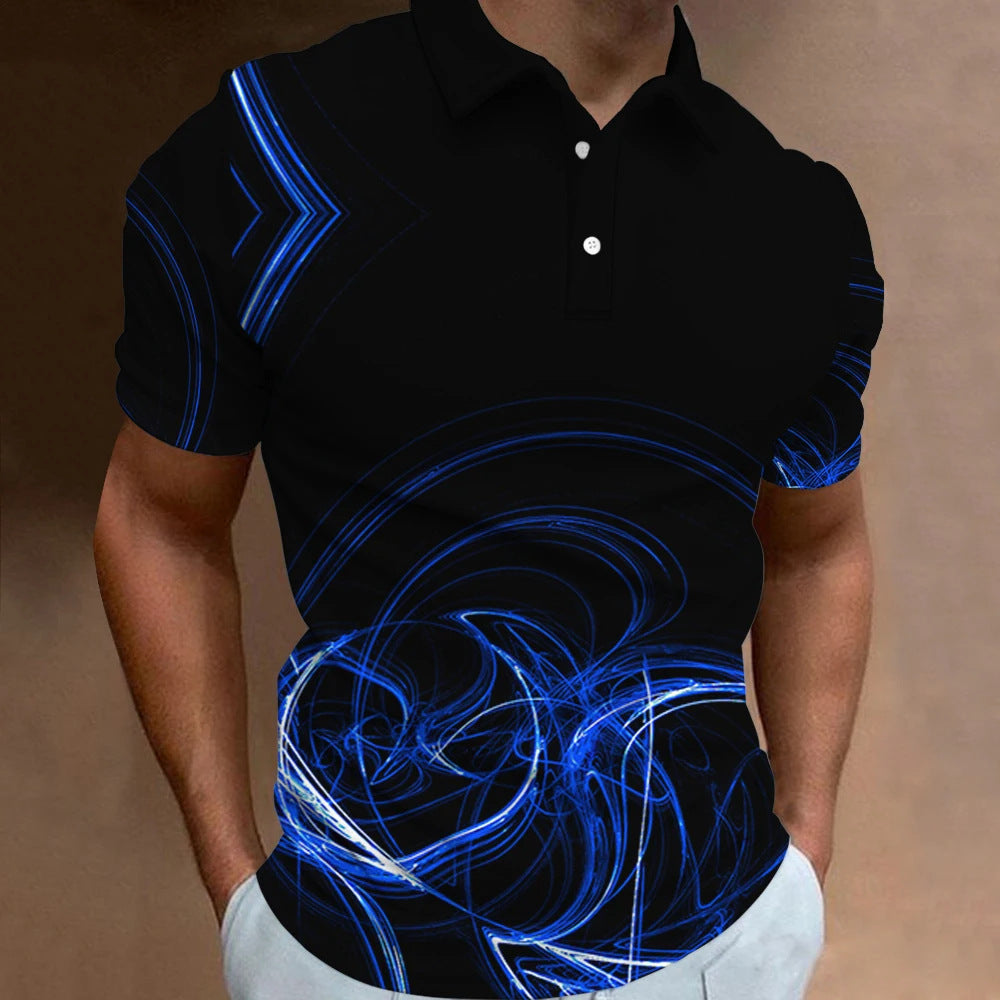 Men's Casual Loose Short Sleeves Plus Size Printed Aurora