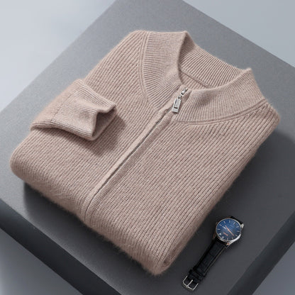Men's Half-high Collar Loose Thick Zip Wool Knitted Sweater