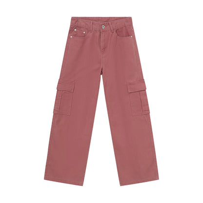 Men's Solid Color Basic Loose Casual Straight-leg Denim Trousers