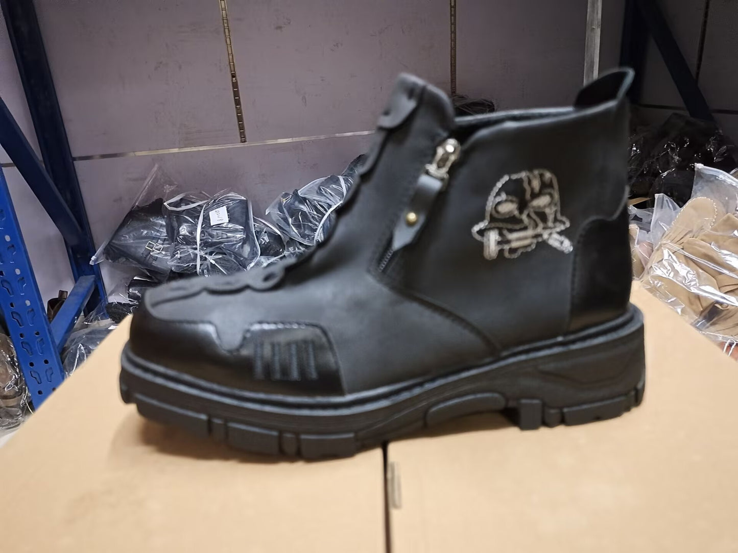Men's Short Boots Round Toe Large Size Side Zipper Martin Boots