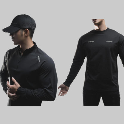 Clone Cotton Half Placketround Neck Fashion Sports Sweater Casual Long Sleeve