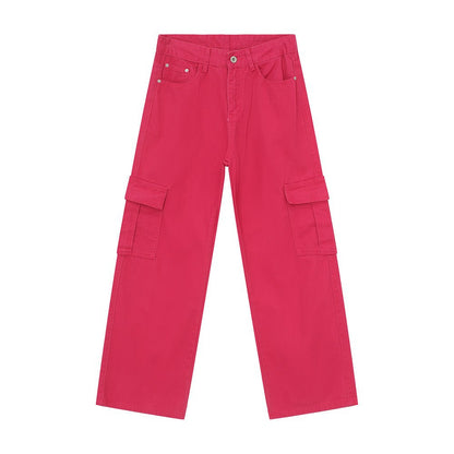 Men's Solid Color Basic Loose Casual Straight-leg Denim Trousers