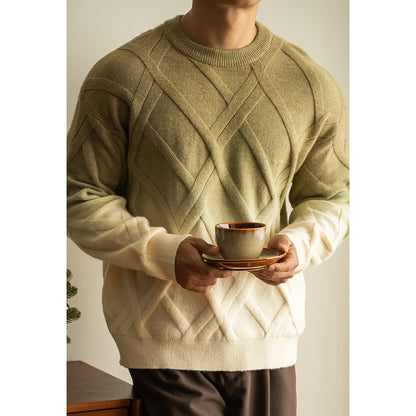 Diamond Lattice Jacquard Gradient Sweater