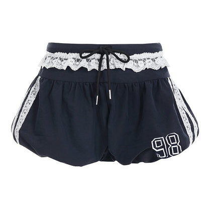 Personalized Hot Girl Low Waist Self-tie Lace Lace Splicing Skirt