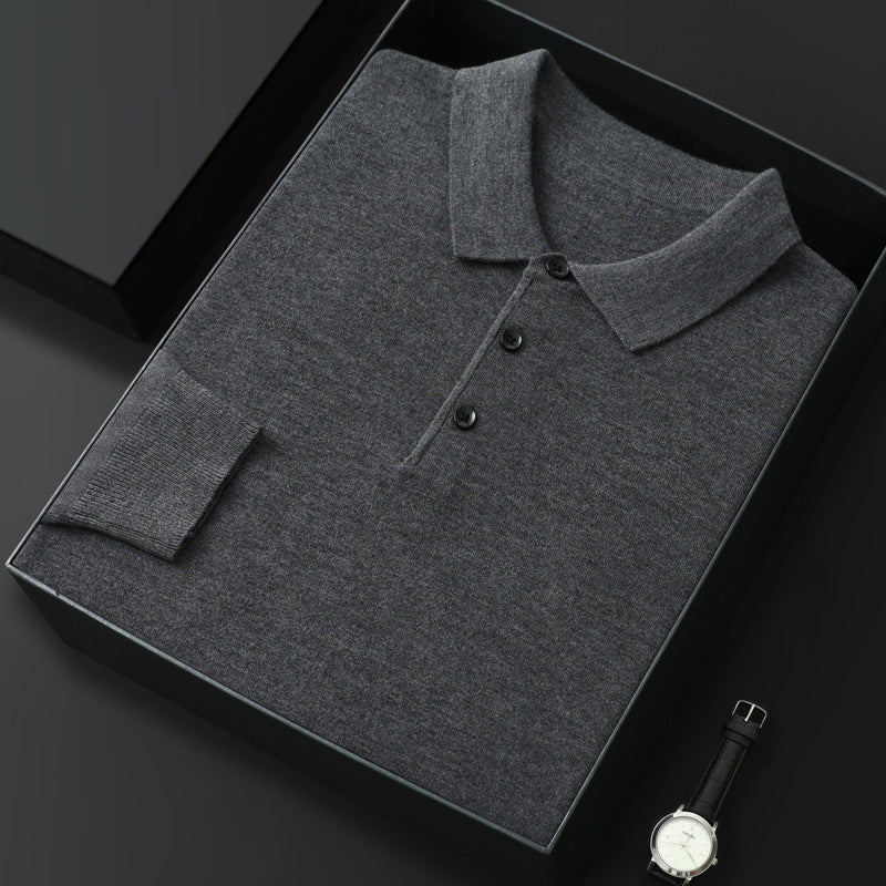 Spring And Autumn New Fashion Casual Polo Collar Long-sleeved Sweater Men