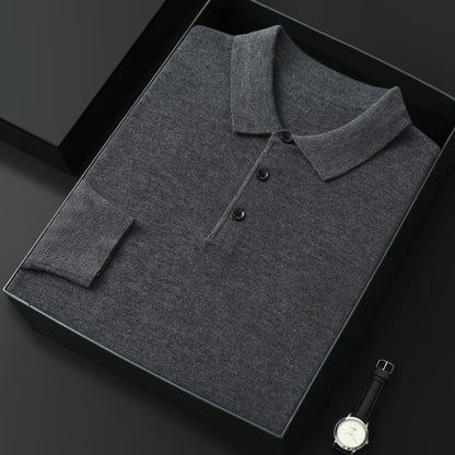 Spring And Autumn New Fashion Casual Polo Collar Long-sleeved Sweater Men