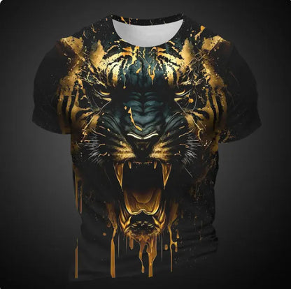 Men's 3D Tiger Pattern Short Sleeve T-shirt