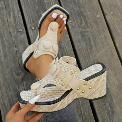 Plus Size Flip-toe Wedge Sandals