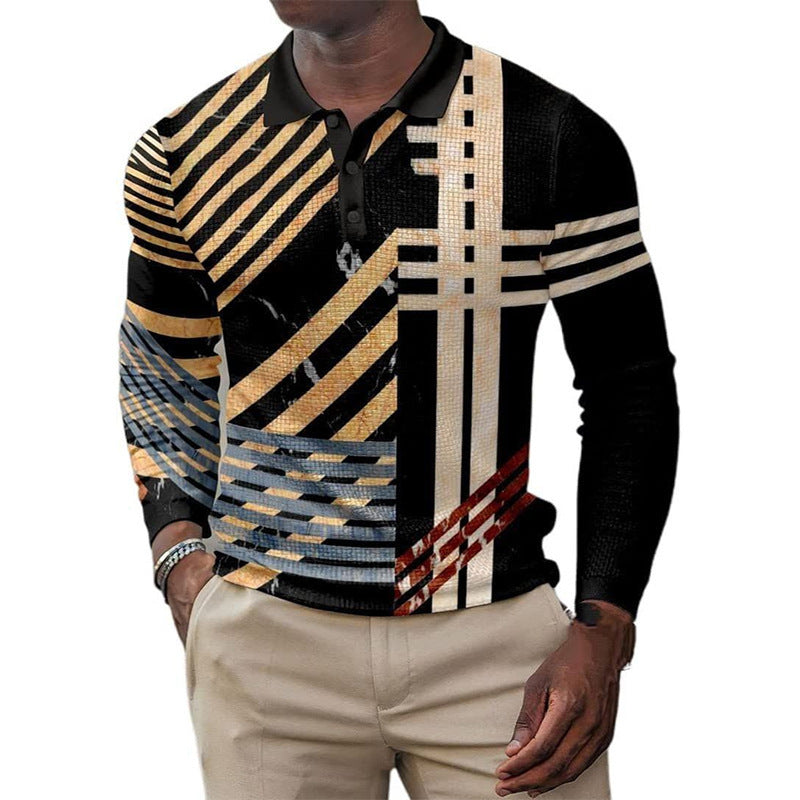 Fashion New Men's 3D Printed Long-sleeved Top