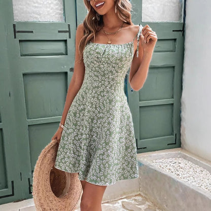 Women's Summer Floral Spaghetti Strap Beach Short Dress,Womens Dresses,Woman Clothing,Woman Clothes,Sundress,New In Dress