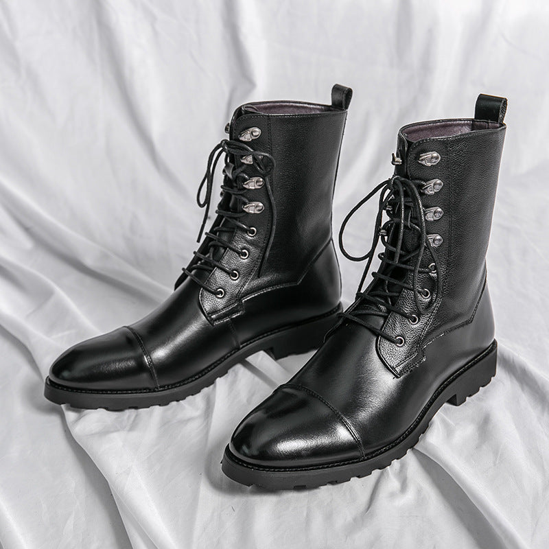 Fall Winter Lace-up Booties Black Locomotive Denim