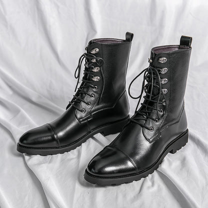Fall Winter Lace-up Booties Black Locomotive Denim
