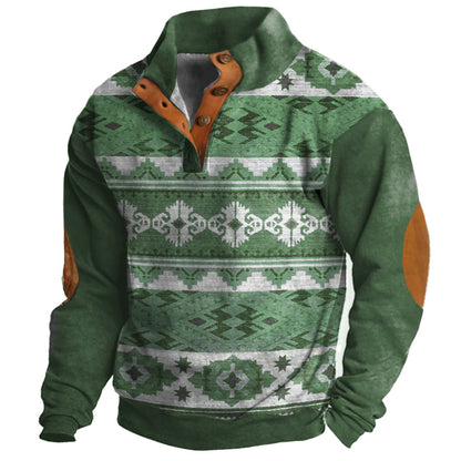 3d Digital Printing Loose Four-button Long-sleeved Sweater