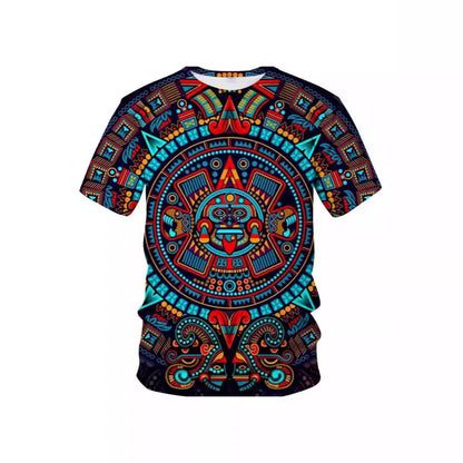 Men's Mexican Maya Realistic Pattern Short Sleeve