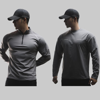 Clone Cotton Half Placketround Neck Fashion Sports Sweater Casual Long Sleeve