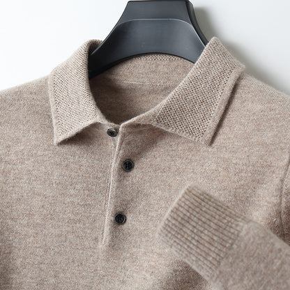 Men's Woolen Sweater Polo Collar Sweater Pullover
