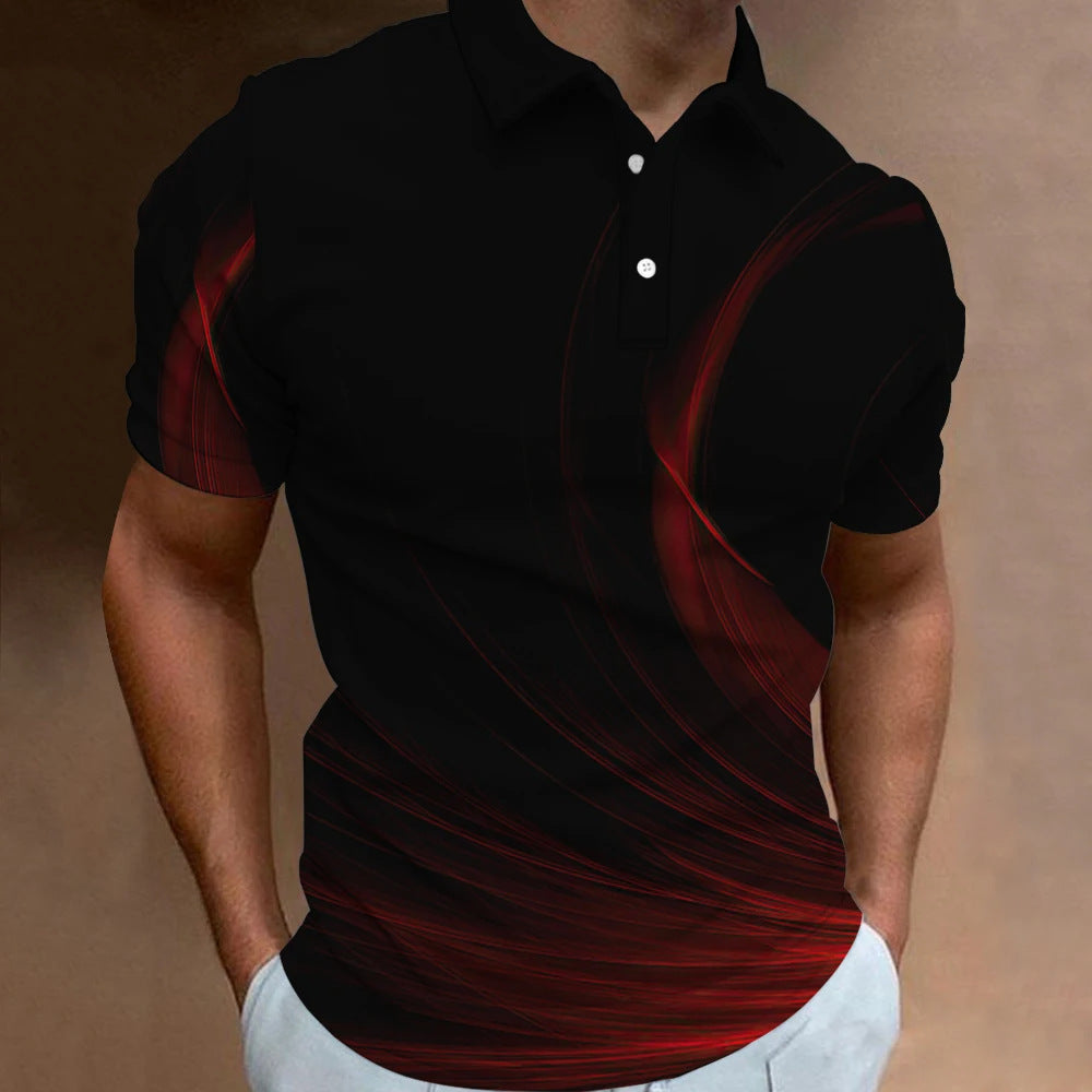 Men's Casual Loose Short Sleeves Plus Size Printed Aurora
