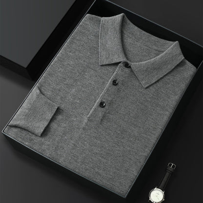 Spring And Autumn New Fashion Casual Polo Collar Long-sleeved Sweater Men