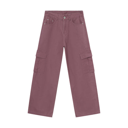 Men's Solid Color Basic Loose Casual Straight-leg Denim Trousers