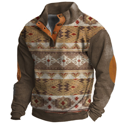 3d Digital Printing Loose Four-button Long-sleeved Sweater